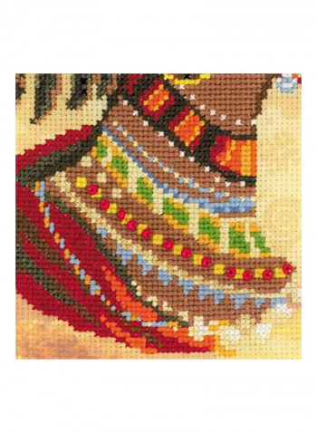 African Princess Counted Cross Stitch Kit With Pre-Printed Background Yellow/Brown/Red