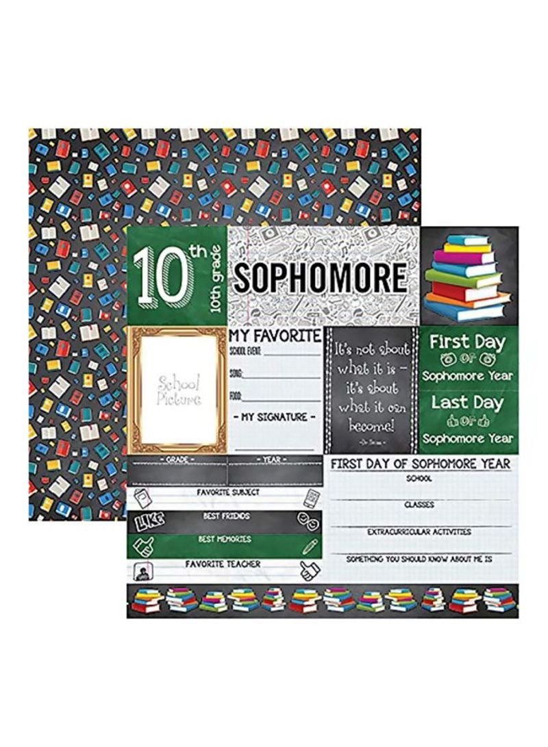 25-Piece School Days Memories Double Sided Cardstocks Black/White/Green