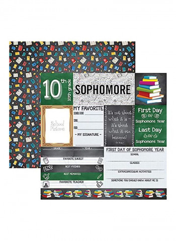 25-Piece School Days Memories Double Sided Cardstocks Black/White/Green