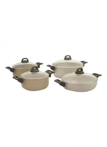 8-Piece Turkish Cookware Set Cream/Black Cookware 24 cm, Cookware 30 cm, Cookware 22 cm, Cookware 28cm