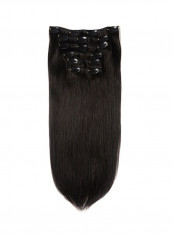 7-Piece Straight Clip-In Natural Hair Extension Set Black 22inch