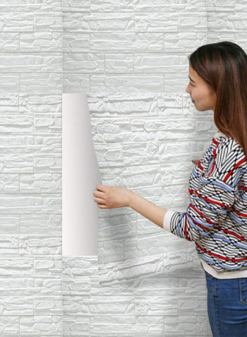 3D Irregular Brick Wall Sticker White
