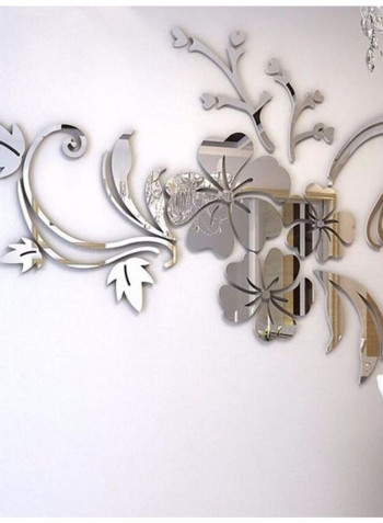 Wall Sticker 3D Flower Creative Silver 80 x 60cm