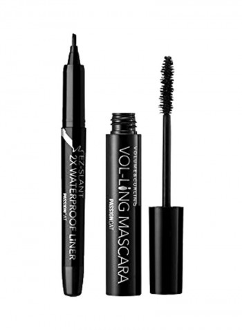 2X WaterProof Liner With Vol-Long Mascara Black