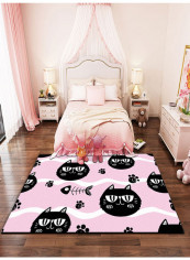 1-Piece Lovely Cartoon Cat Printed Soft Floor Mat Pink/Black/White 120x160cm