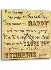 You Are My Sunshine Wall Clock Multicolour 15x15inch