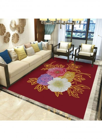 Flower Printed Rug Red/White/Purple 120x160cm