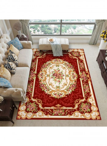 1-Piece European Style Anti-Skidding Rectangle Mat Red/Beige 120 x 160cm