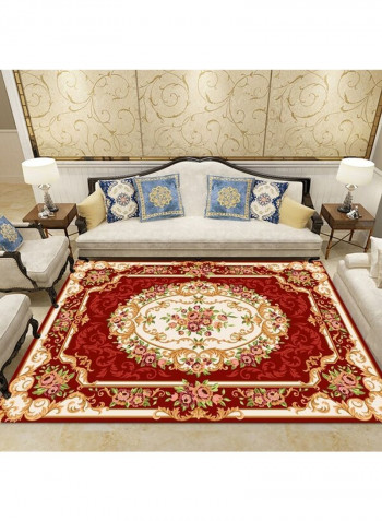 1-Piece European Style Anti-Skidding Rectangle Mat Red/Beige 120 x 160cm