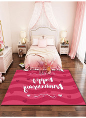 1-Piece Soft Simple Letter Printed Floor Mat Red/White 120x160cm