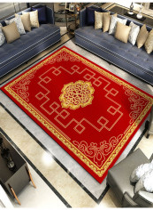 1-Piece Luxury European Style Floral Printed Comfortable Anti-Skid Mat Red/Yellow 120x160cm