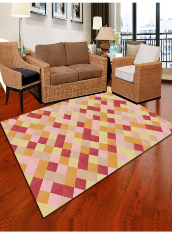 Colourblock Printed Anti-Skid Floor Mat Beige/Pink/Brown 120x160cm