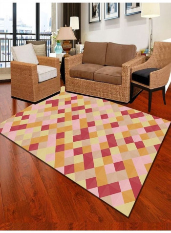 Colourblock Printed Anti-Skid Floor Mat Beige/Pink/Brown 120x160cm