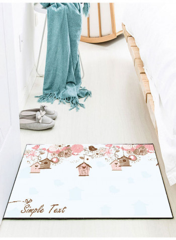 Floral Printed Floor Mat White/Pink/Brown 120x160cm