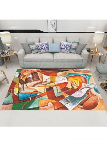 3D Printed Geometry Patterned Non-Slip Floor Carpet Multicolour 120x160cm