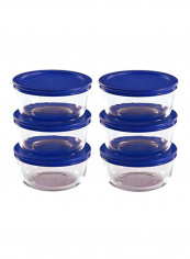 6-Piece Glass Food Containers Clear/Blue 12.1x4.4x14.2inch reviews 6-Piece Glass Food Containers Clear/Blue 12.1x4.4x14.2inch