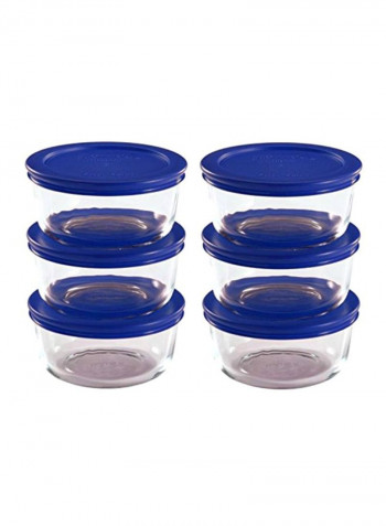 6-Piece Glass Food Containers Clear/Blue 12.1x4.4x14.2inch