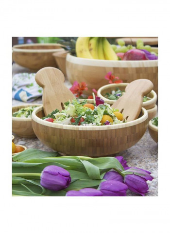 Bamboo Serving Bowl Brown/Beige 12x12x4.5inch