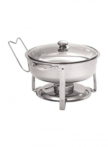 Stainless Steel Buffet Chafer With Glass Lid And Stand Silver 4Quart