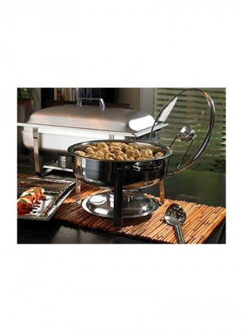Stainless Steel Buffet Chafer With Glass Lid And Stand Silver 4Quart