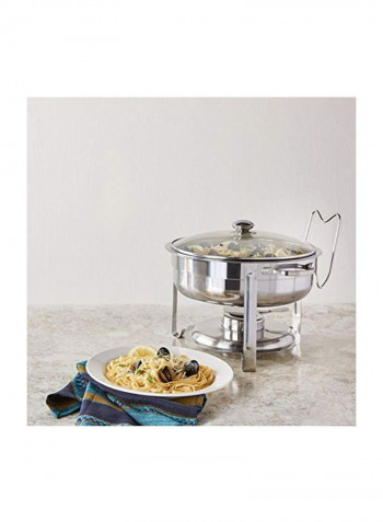 Stainless Steel Buffet Chafer With Glass Lid And Stand Silver 4Quart