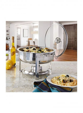 Stainless Steel Buffet Chafer With Glass Lid And Stand Silver 4Quart