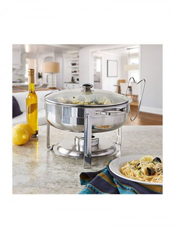 Stainless Steel Buffet Chafer With Glass Lid And Stand Silver 4Quart