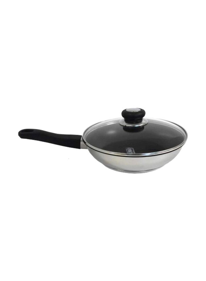 Stainless Steel Fry Pan Silver/Black 22x22inch