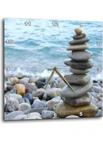 DPP 157790 3 Zen Stone Tower Shiny Round Ocean Sea Rocks Balance Wall Clock Multicolour 15x15inch