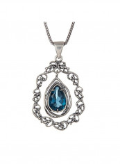 925 Sterling Silver Chain Necklace With Topaz