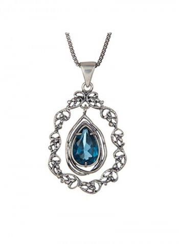 925 Sterling Silver Chain Necklace With Topaz