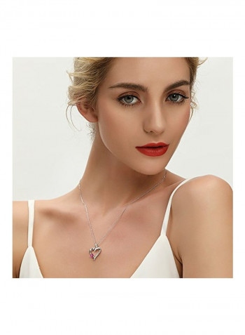 925 Sterling Silver Cubic Zirconia Studded Pendant Necklace