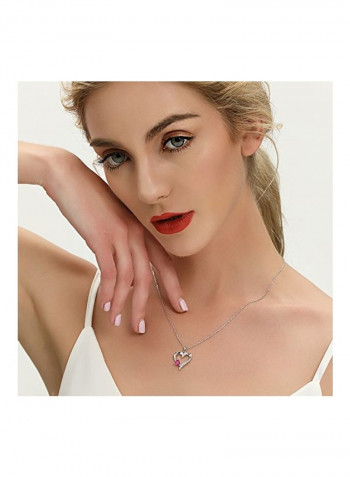 925 Sterling Silver Cubic Zirconia Studded Pendant Necklace