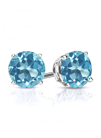 925 Sterling Silver Swiss Topaz Gemstone Stud Earrings