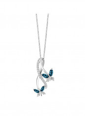 925 Sterling Silver Topaz And Cubic Zirconia Studded Butterfly Pendant Necklace