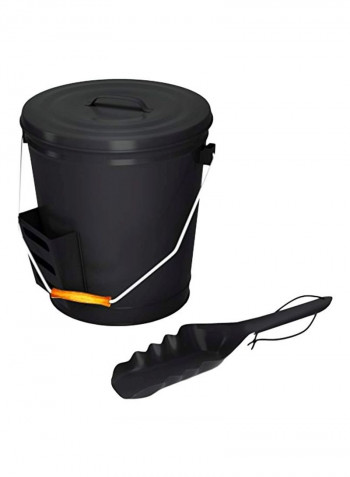 Ash Bucket With Lid And Shovel-Essential Tools  Black