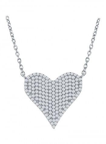 925 Sterling Silver Cubic Zirconia Studded Heart Pendant Necklace