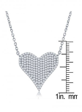 925 Sterling Silver Cubic Zirconia Studded Heart Pendant Necklace