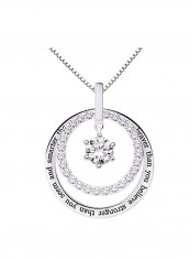 925 Sterling Silver Cubic Zirconia Studded Pendant Necklace