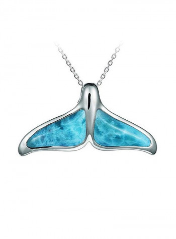 925 Sterling Silver Larimar Studded Pendant Necklace