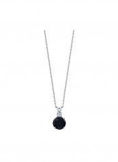 925 Sterling Silver Onyx And Topaz Pendant Necklace