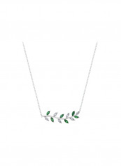 925 Sterling Silver With Swarovski Zirconia Leaf Pendant Necklace