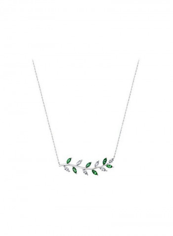 925 Sterling Silver With Swarovski Zirconia Leaf Pendant Necklace