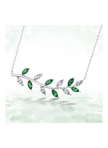 925 Sterling Silver With Swarovski Zirconia Leaf Pendant Necklace