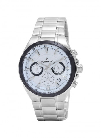 Men's Men's Watch Chronograph Display Silver Dial Silver Stainless Steel Bracelet - T9105-Sbssb