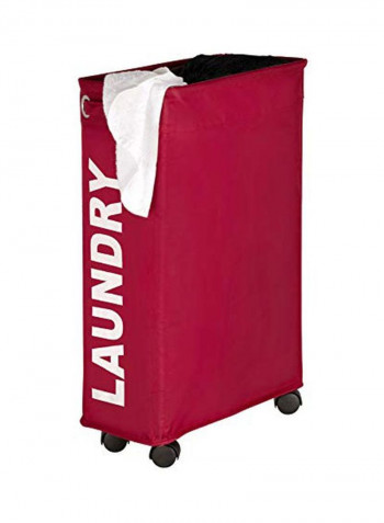 4-Wheels Laundry Basket Red/White 60x40x18.5centimeter