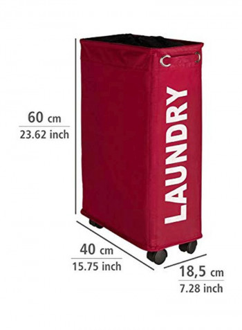 4-Wheels Laundry Basket Red/White 60x40x18.5centimeter