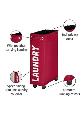 4-Wheels Laundry Basket Red/White 60x40x18.5centimeter