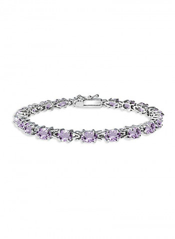 925 Sterling Silver Amethyst Studded Tennis Bracelet
