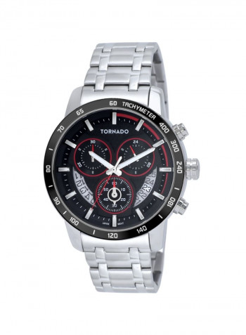 Men's Men's Watch Chronograph Display Black Dial Silver Stainless Steel Bracelet - T9104-Sbsb